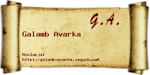 Galamb Avarka névjegykártya